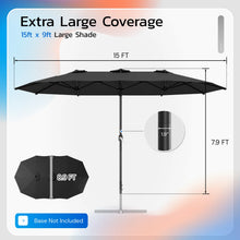 Load image into Gallery viewer, AECOJOY 15x9ft Double-Sided Patio Umbrella, Black