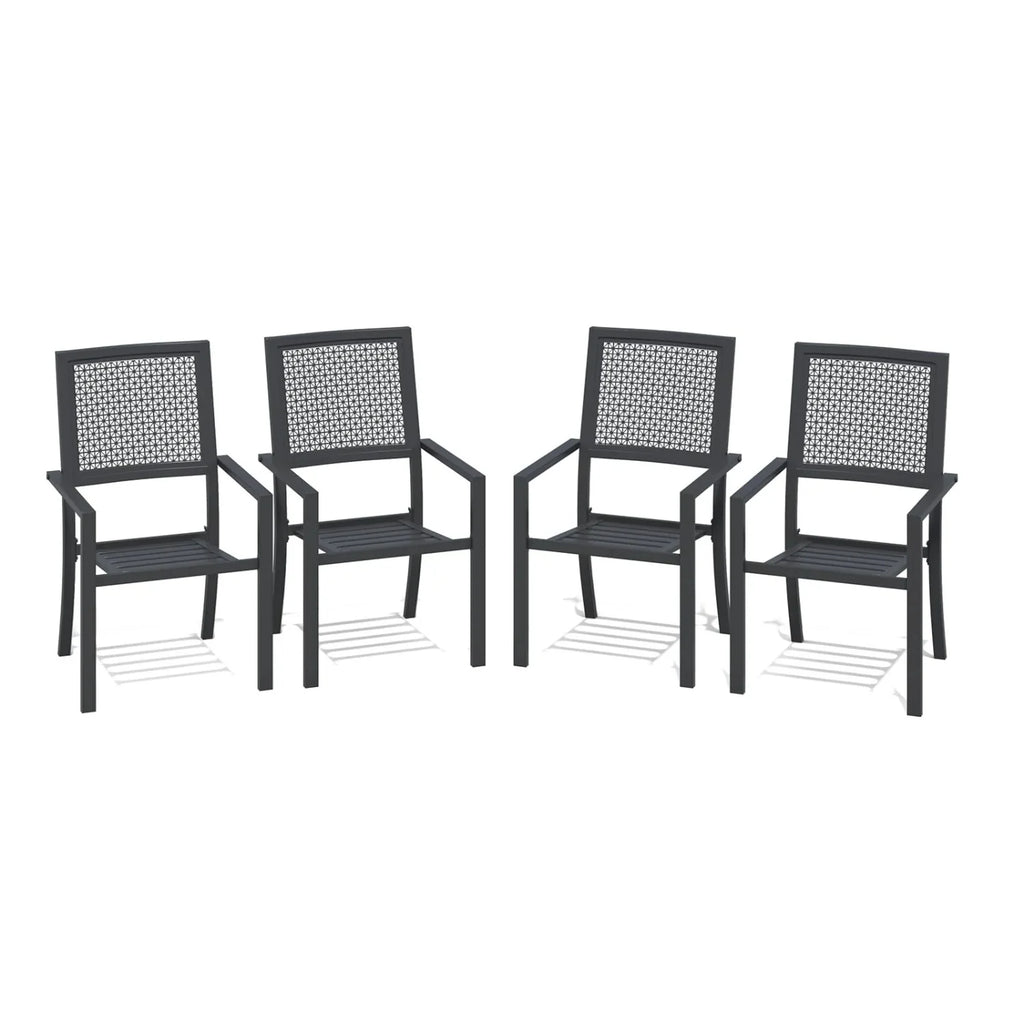 AECOJOY Outdoor Patio Dining Chairs with Armrest, Stackable Arm Chairs