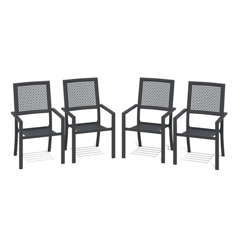 AECOJOY Outdoor Patio Dining Chairs with Armrest, Stackable Arm Chairs