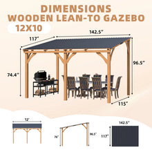 Load image into Gallery viewer, AECOJOY 12' x 10' Outdoor Wooden Gazebo, Patio Lean to Hardtop Pergolas and Gazebos
