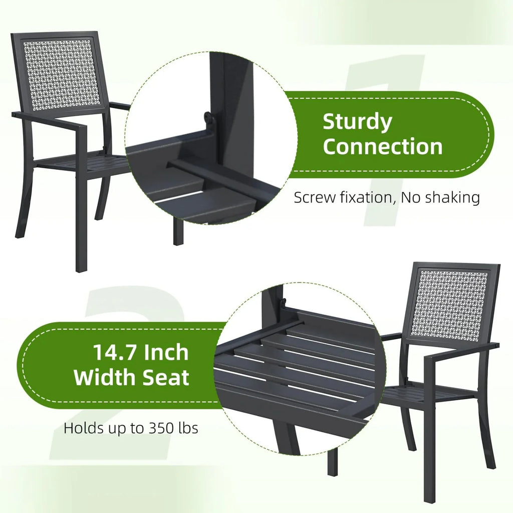 AECOJOY Outdoor Patio Dining Chairs with Armrest, Stackable Arm Chairs
