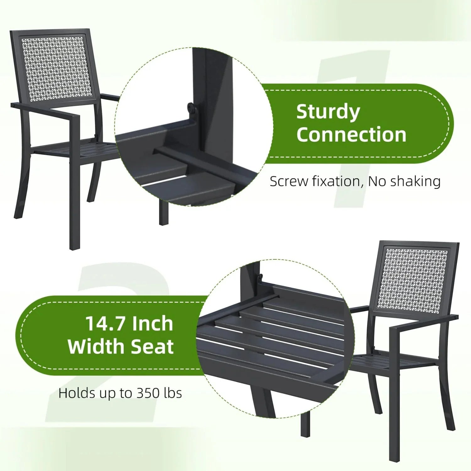 AECOJOY Outdoor Patio Dining Chairs with Armrest, Stackable Arm Chairs