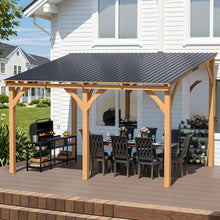 Load image into Gallery viewer, AECOJOY 12' x 10' Outdoor Wooden Gazebo, Patio Lean to Hardtop Pergolas and Gazebos