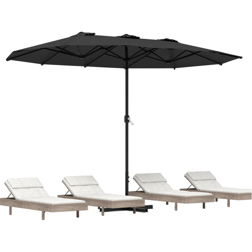 AECOJOY 15x9ft Double-Sided Patio Umbrella, Black