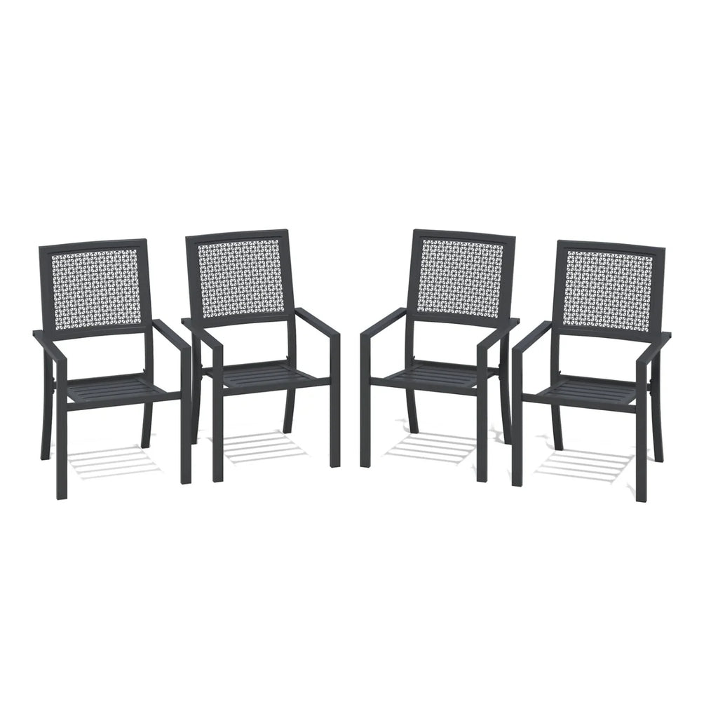AECOJOY Outdoor Patio Dining Chairs with Armrest, Stackable Arm Chairs