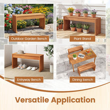 Load image into Gallery viewer, Tangkula Wood Outdoor Garden Bench | 2-Person Patio Backless Bench with Solid Wooden Frame