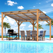 Load image into Gallery viewer, AECOJOY 12' x 10' Outdoor Wooden Gazebo, Patio Lean to Hardtop Pergolas and Gazebos