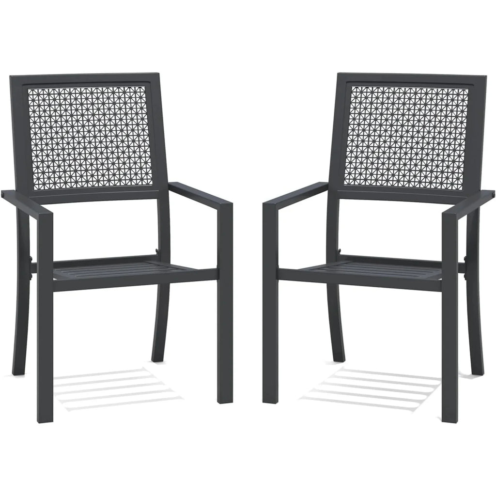 AECOJOY Outdoor Patio Dining Chairs with Armrest, Stackable Arm Chairs