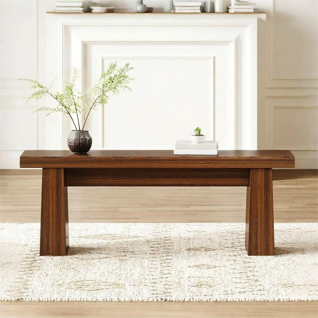 Fnova 48" Wooden Two - Person Backless Entryway Bench with Under - Bench Storage for Outdoor Garden, Living Room, Bedroom, Dining Room, Hallway